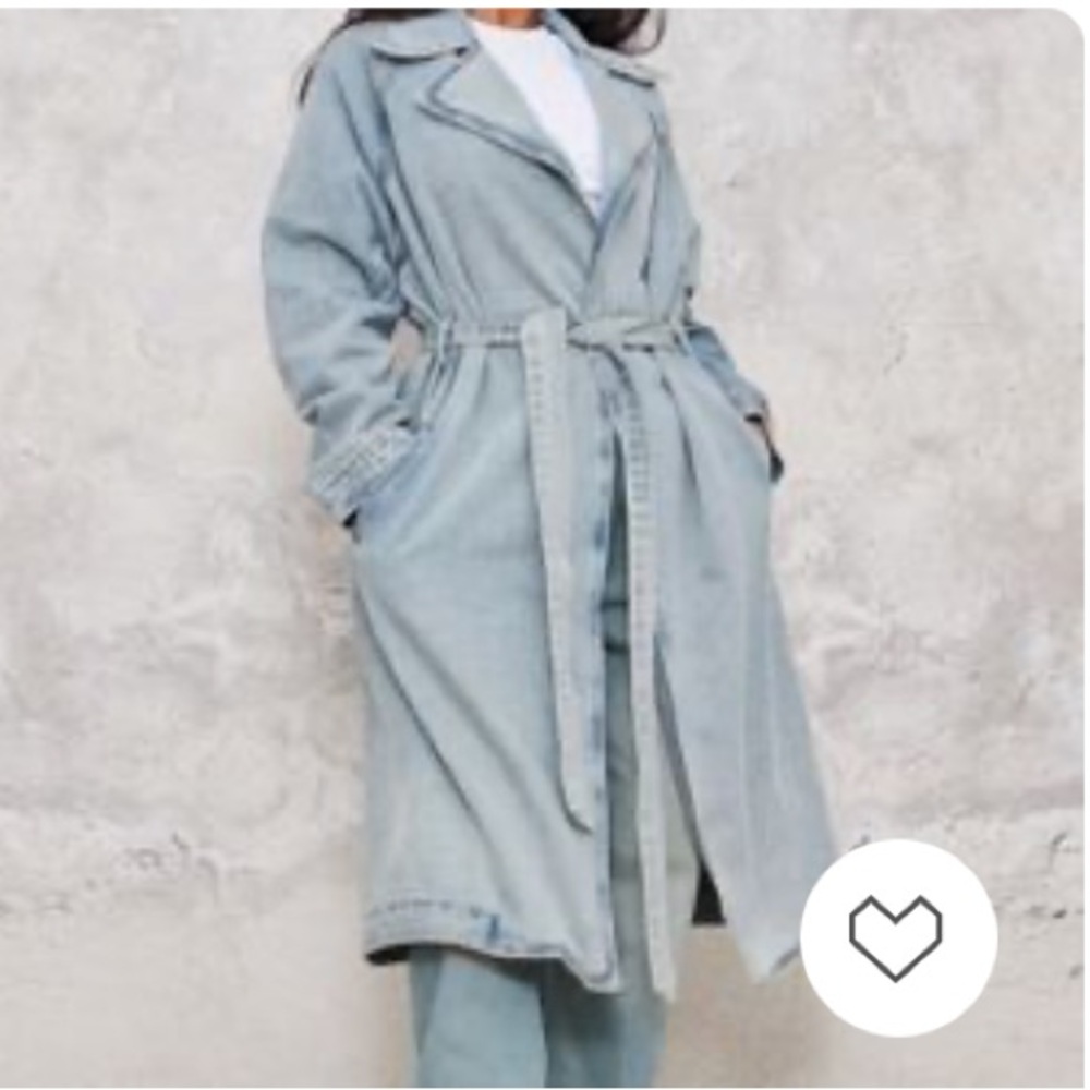 PrettyLittleThing Vintage Wash Denim Trench Coat